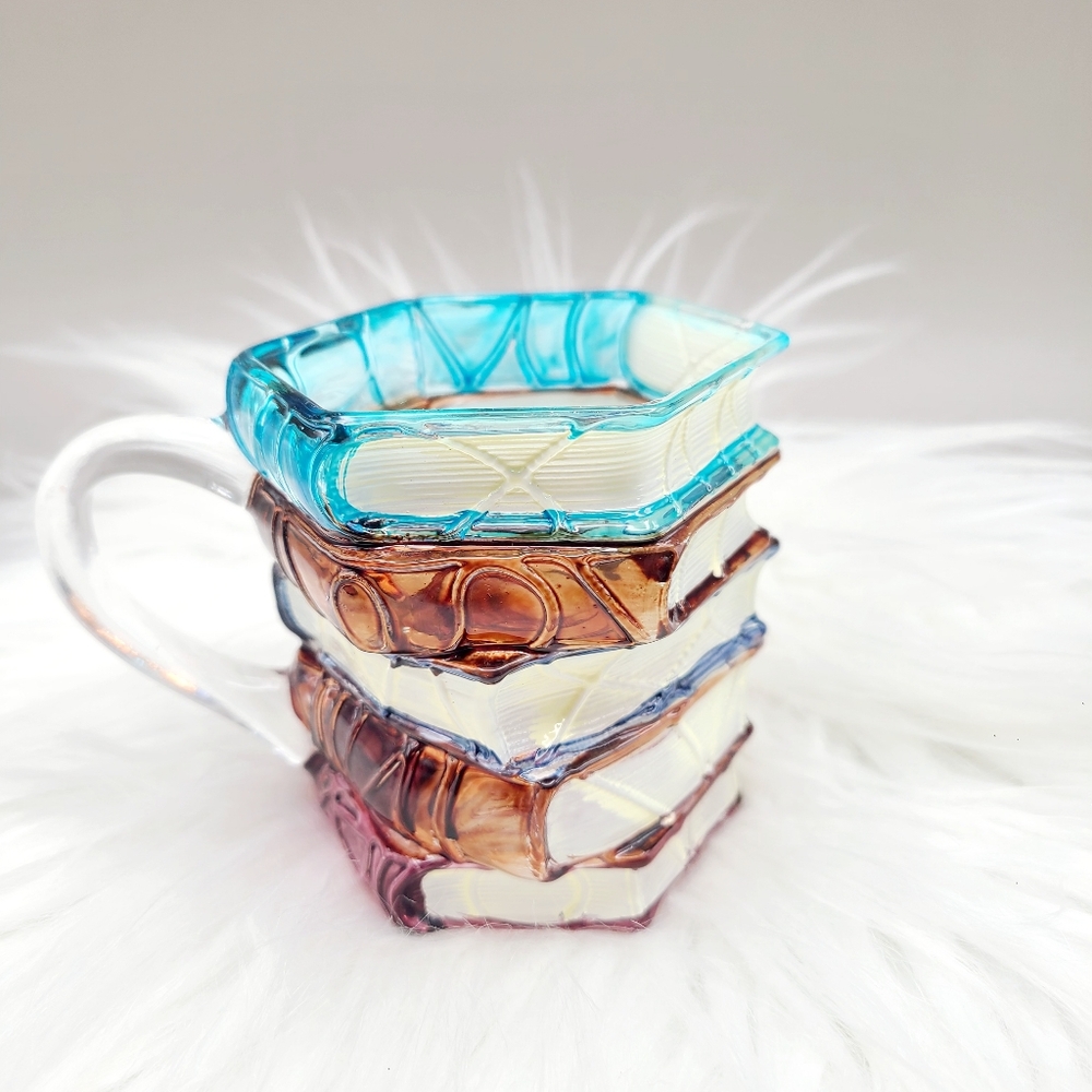 Artistic Colorful Stacked Books Mug, NWOT